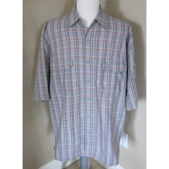 FIELD AND STREAM Vented Mesh Fishing Shirt Size L Men Short Sleeve Plaid Outdoor - Picture 1 of 4